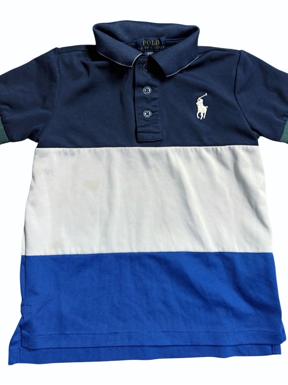 Polo by Ralph Lauren Navy White Royal Blue Colorblock Polo - Picture 1 of 5